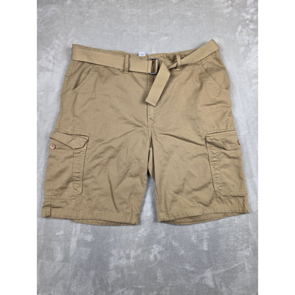 Copper Denim Cargo Shorts Mens 40 Tan Brown Belted Cotton Casual Pockets